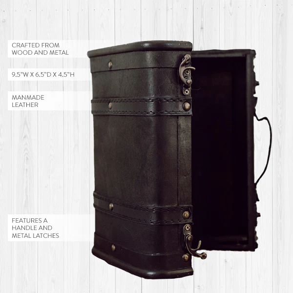 Vintage Inspired Leather Trim Suitcase Trunk