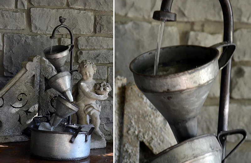 Galvanized Funnel Fountain