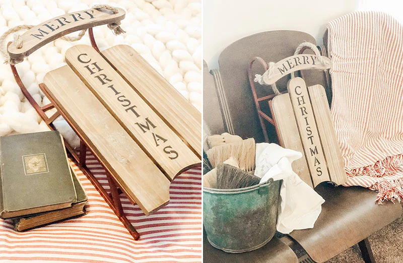 Wood & Metal Sleigh Black Writing