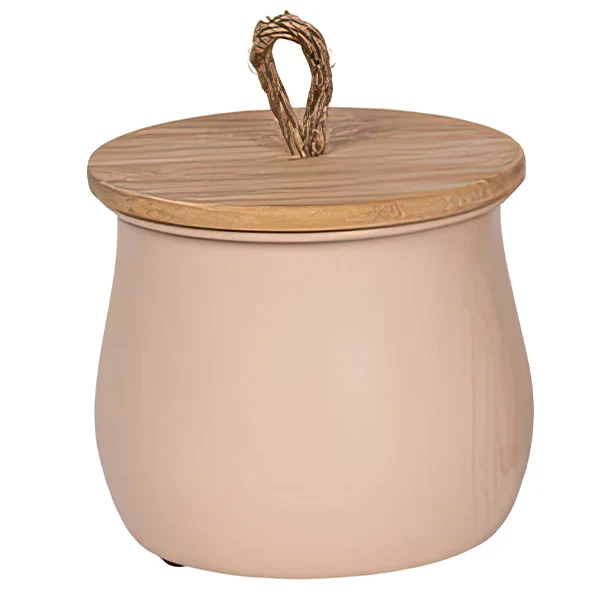 Multi-Color Metal Storage Containers with Bamboo Lids, Set of Three