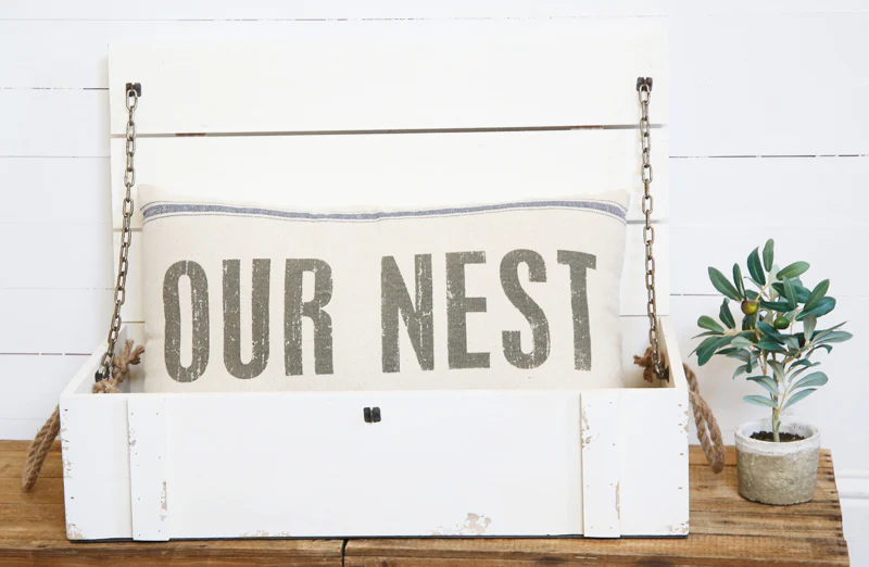 *HUGE* White Washed Wooden Box Shelf