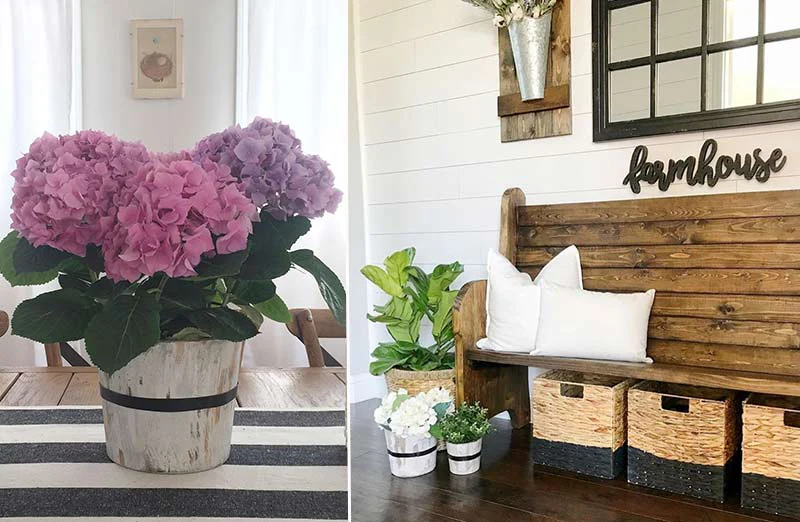 Vintage Inspired Wood Pail  Set Of 2