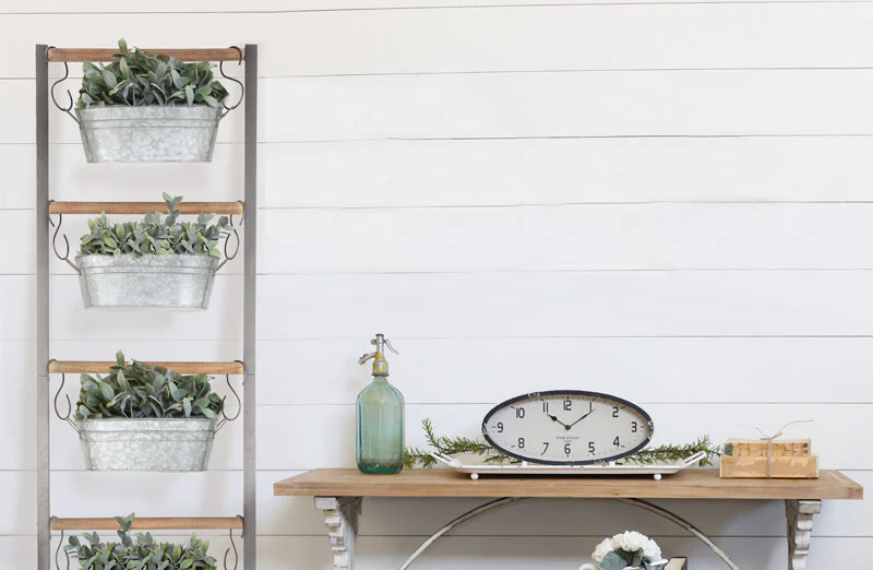 *HUGE* Farmhouse Ladder With Galvanized Planters