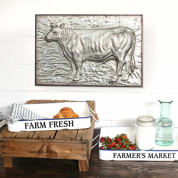 Metal Embossed Cow Frame