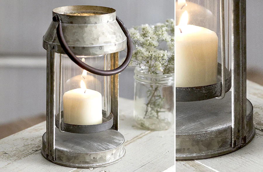Industrial Galvanized Candle Lantern