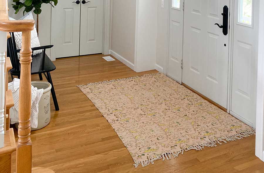 Multi-Color Woven Cotton Distressed Print Rug
