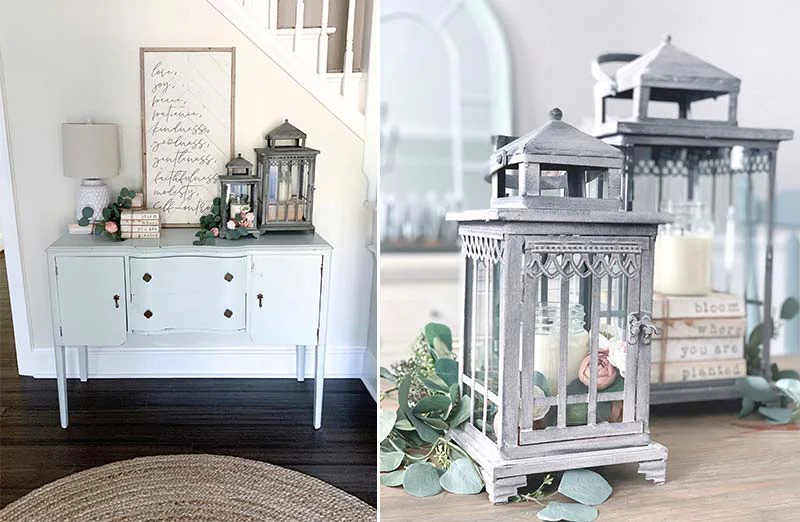 Distressed Metal Lanterns  Set of 2