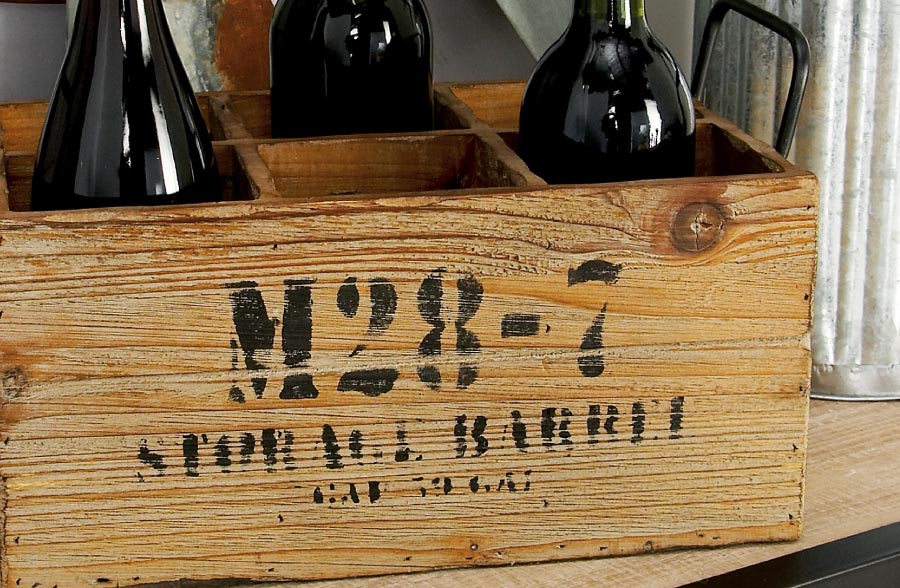 Vintage Wooden Wine Crate with Handles