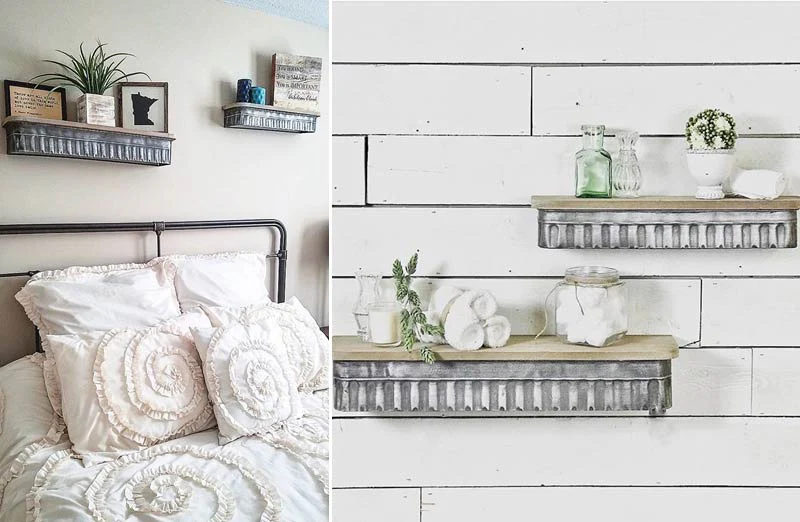 Rustic Wall Mounted Shelves  Set of 2