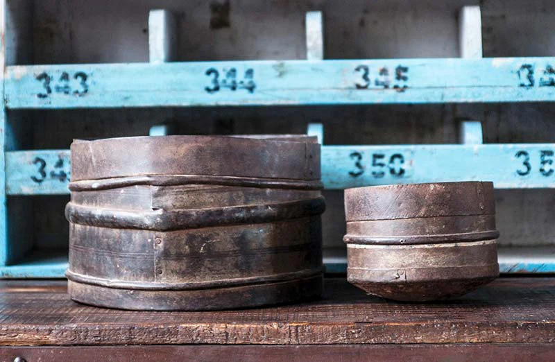 Vintage Iron Pot with Band  Set of 2
