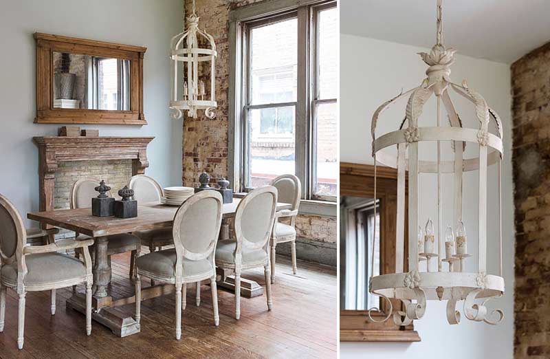 White Distressed Lantern Chandelier