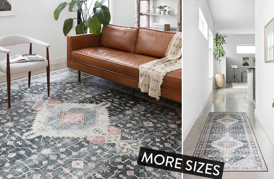 Distressed Pattern Charcoal Rug, Pick Your Size