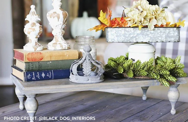 Distressed Metal Pedestal Trays  Set of 3