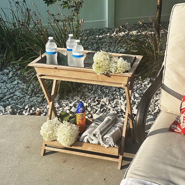 Indoor/Outdoor Folding Table with Removable Metal Tray