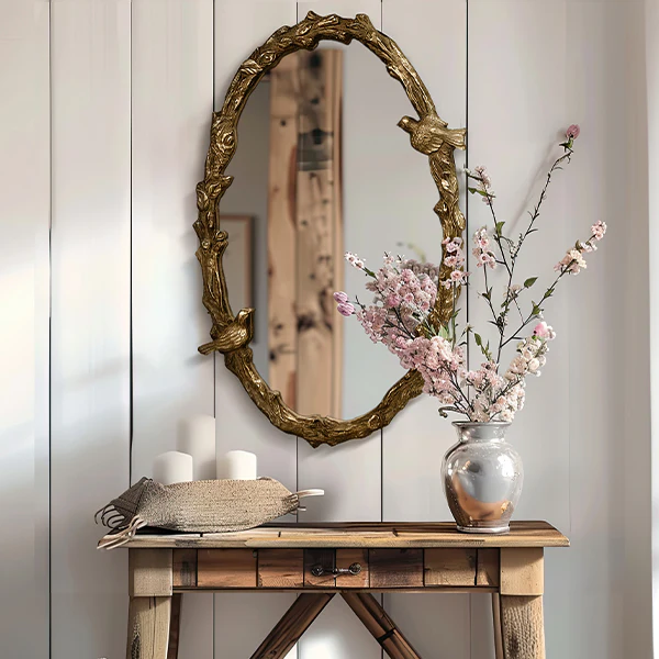 32 Inch Bird Dreams Ornate Oval Mirror