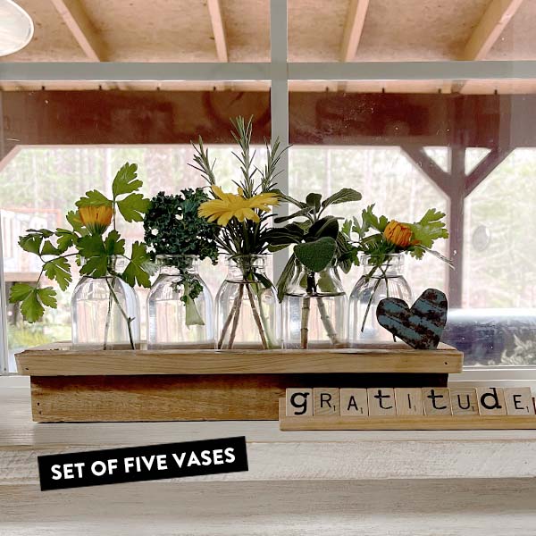 Rustic Wooden Tray with Glass Vases