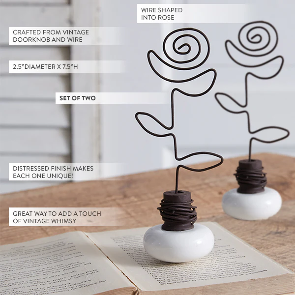 Vintage Rose Doorknob Photo Holder, Set of 2