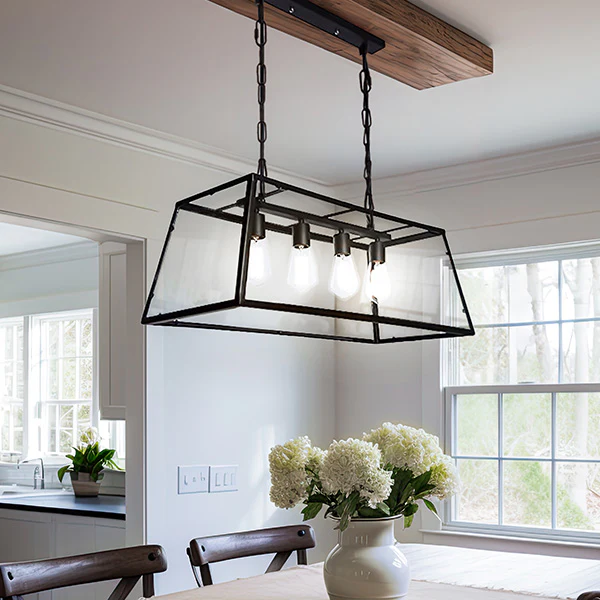 Refined Farmhouse Rectangular Metal Chandelier