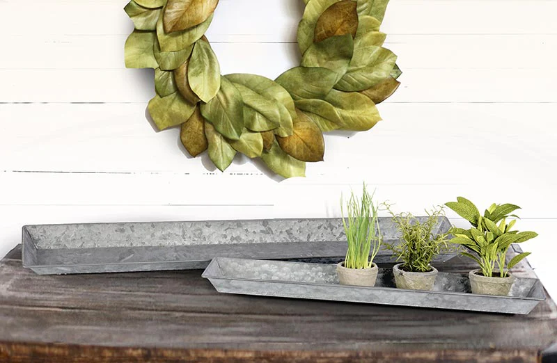 Galvanized Box Trays Set of 2
