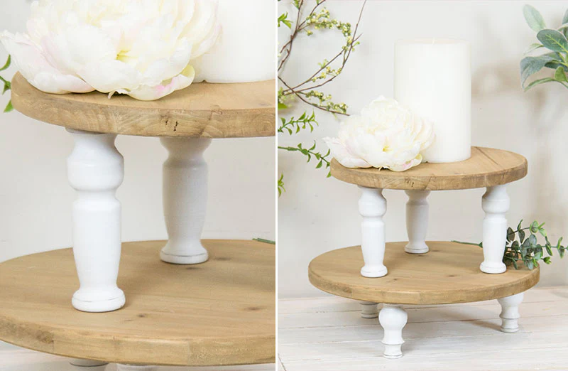 Round Wooden Spindle Risers  Set of 2