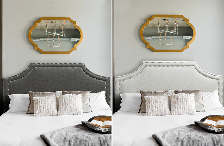 Upholstered Nailhead Queen Headboard, Pick Your Color