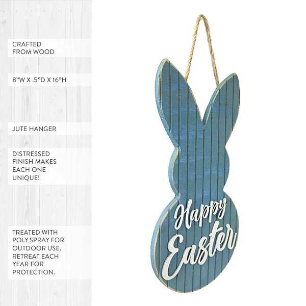 16 inch Wood Carved Easter Door Hanger