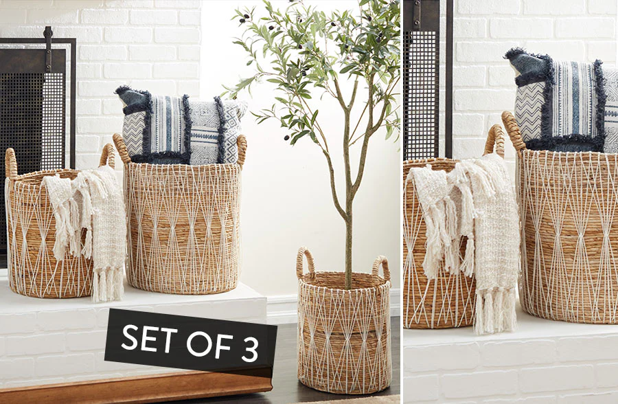 Brown Banana Leaf Storage Basket, Set of 3