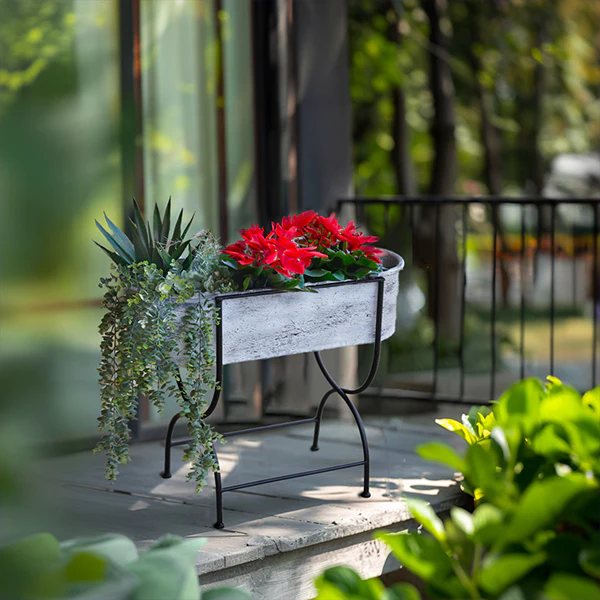 Farmhouse Distressed Metal Bin on Stand