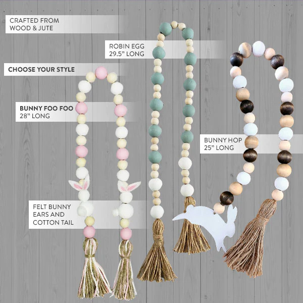 Peter Cottontail Beaded Garland with Tassels, Pick Your Style