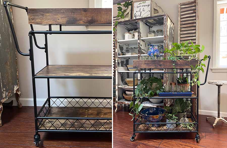 Industrial Farmhouse Rolling Bar Cart