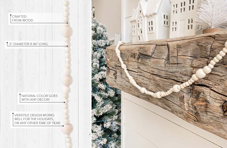 46 Inch Long Wood Bead Garland