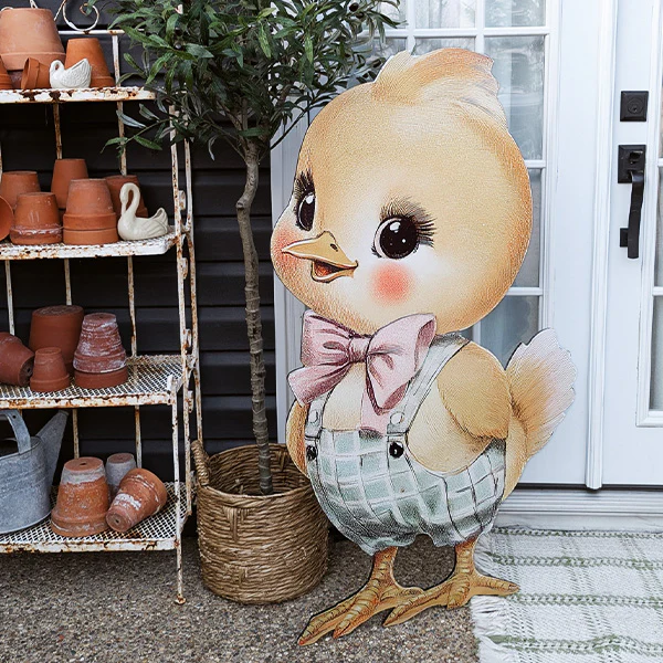 Easter Animal Outdoor Wooden Yard Signs on Metal Stands, Choose Your Style