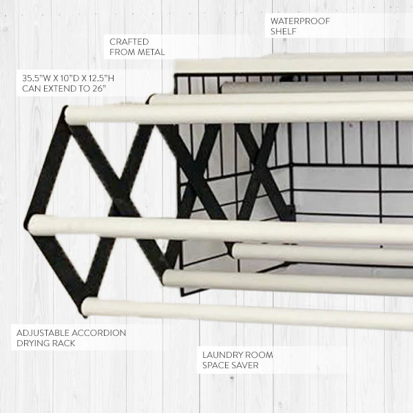 Wall Mounted Accordion Laundry Drying Rack