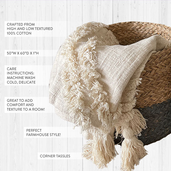 High and Low Tufted Cotton Throw