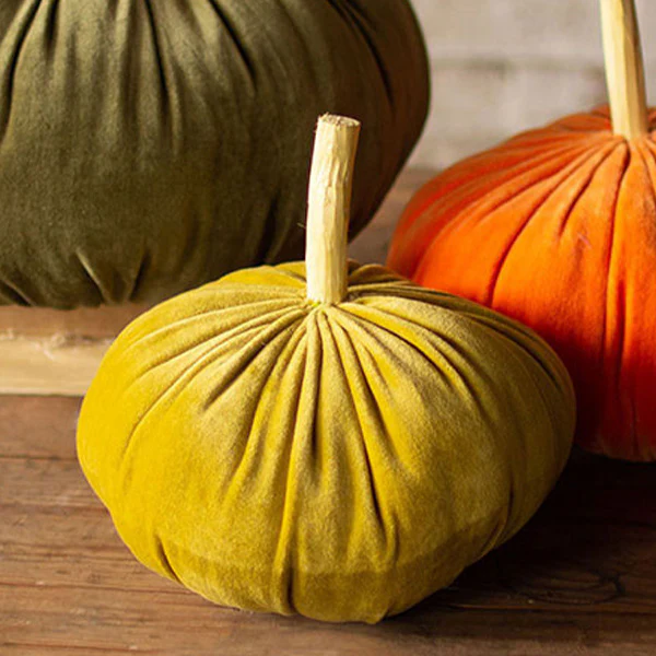 Velvet Pumpkins, Set of 3 | Autumn Glow