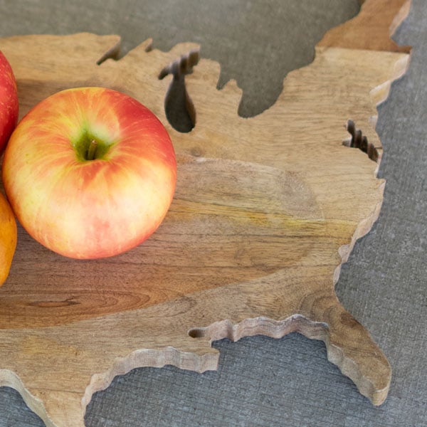 Carved Wooden USA Platter