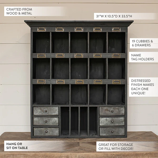 Vintage Apothecary Wooden Cubby Desk Organizer