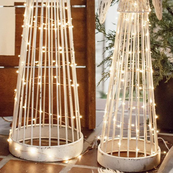 Pre-Lit Antiqued Angel Statues, Set of 2