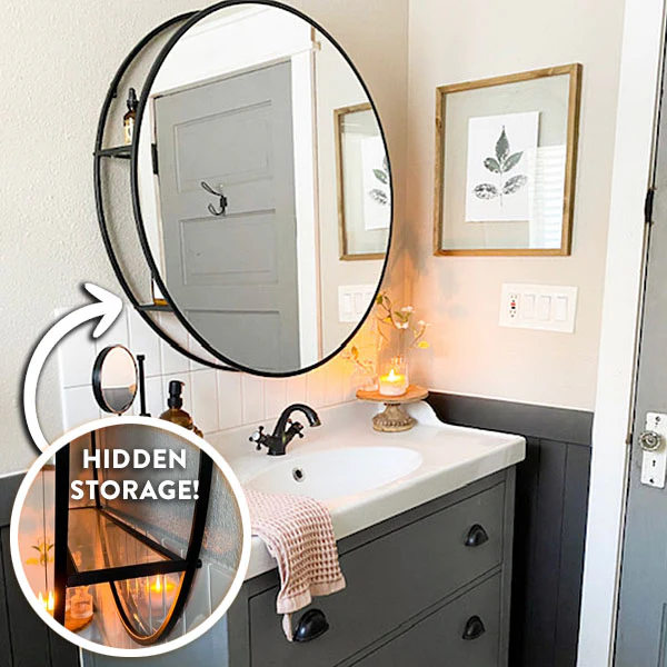 Round Storage Mirror | Modern Farmhouse