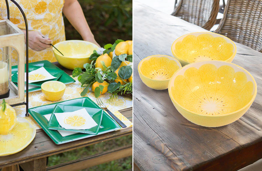Spring Farmhouse Lemon Serving Bowls, Set of 3