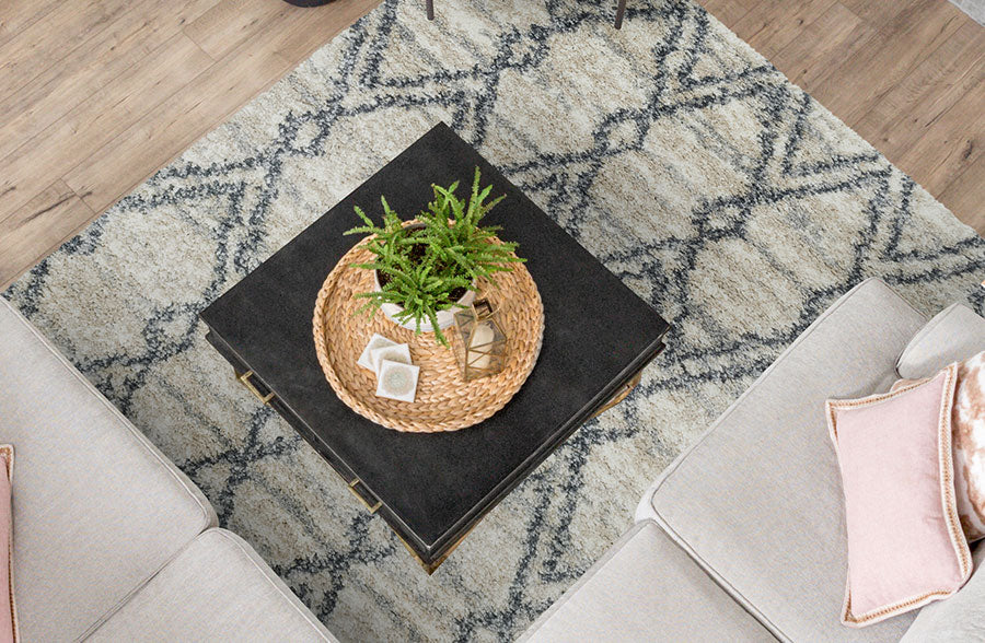 Sand-Graphite Plush Diamond Rug, Pick Your Size