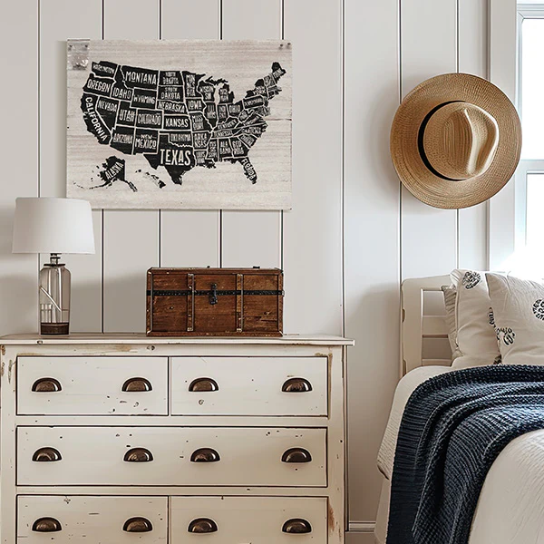 Personalized Hanging Wall Map with Pins