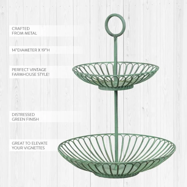 Two-Tier Green Metal Display Tray
