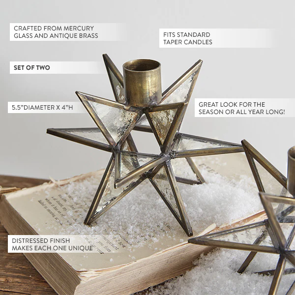 Antique Brass Candle Holder, Set of 2