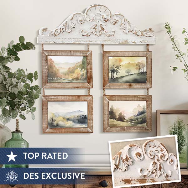 Distressed Wall Corbel With Hanging Frames