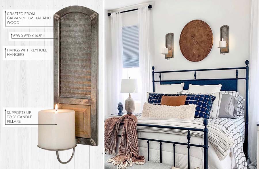 Metal Washboard Pillar Candle Sconce