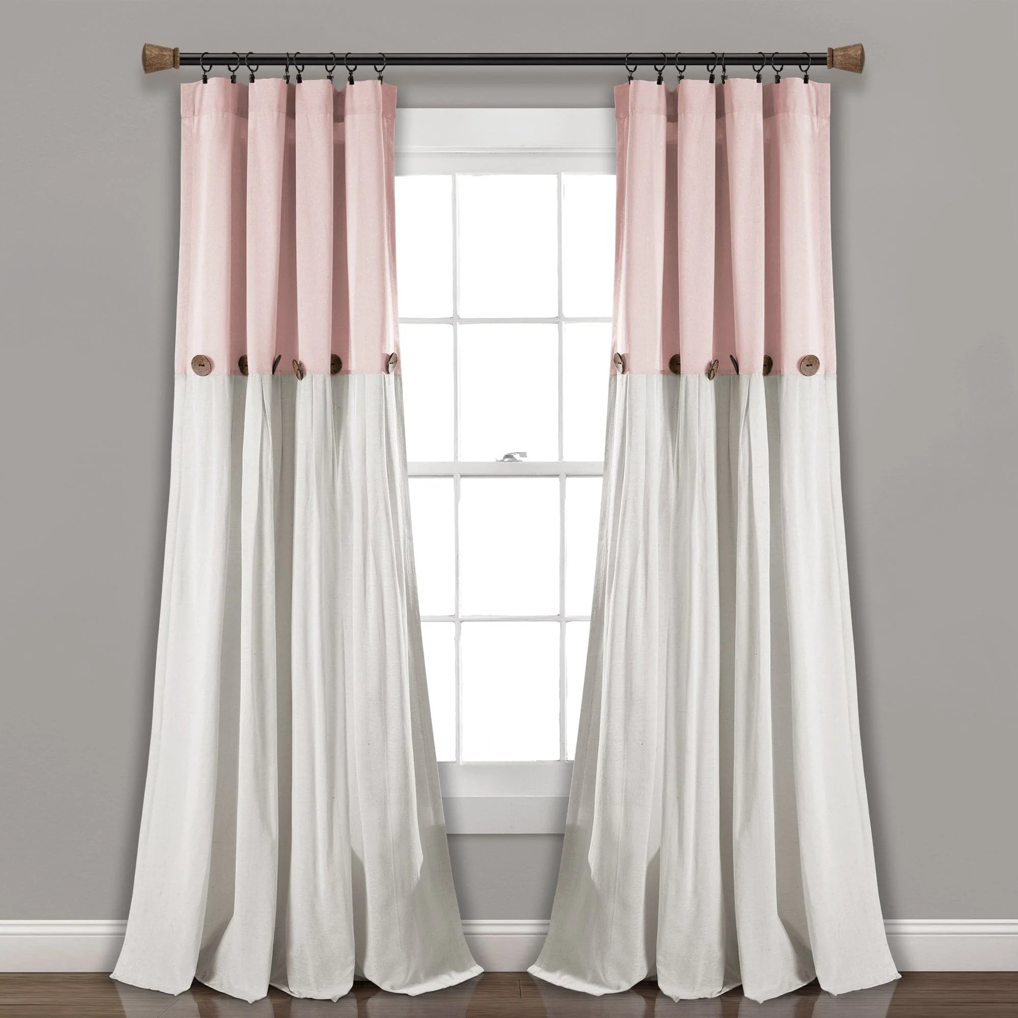 Linen Button Window Curtain Panel
