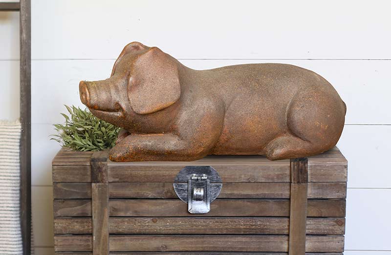 Smiling Estate Stone Pig Statue