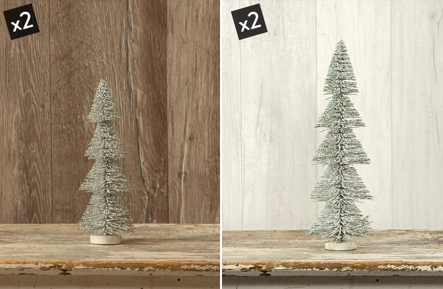 Flocked Bristle Brush Trees, Set of 4