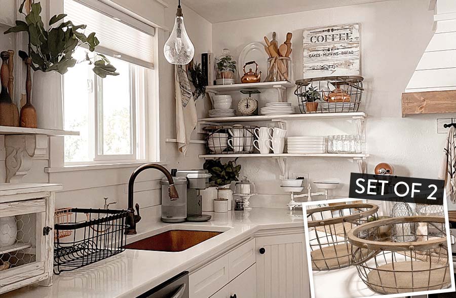 Oversized Oval Caged Baskets, Set of 2